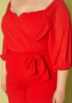 Plus Size Off Shoulder Drape Front Jumpsuit -Asoph Sales Shop 2010852 001 4