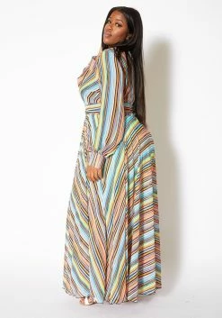 Asoph Plus Size Candy Striped Womens Maxi Gown -Asoph Sales Shop 2011090 140 1