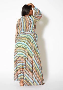 Asoph Plus Size Candy Striped Womens Maxi Gown -Asoph Sales Shop 2011090 140 2
