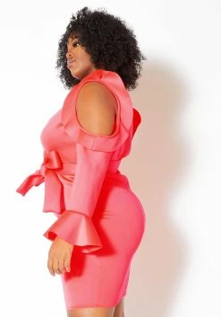 Asoph Plus Size Cold Shoulder Mini Celebration Tank Dress -Asoph Sales Shop 2011093 144 2