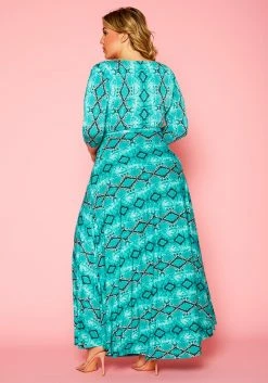 Plus Size Snake Print Fit & Flare Maxi Dress -Asoph Sales Shop 2011099 112 3