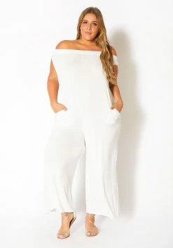 Bellatrix Plus Size Off Shoulder Wide Leg Jumpsuit