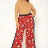 Pleione Plus Size Floral Navy Contras Palazzo Pants
