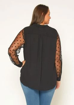 Pleione Plus Size Mesh Dot Wrap Blouse -Asoph Sales Shop 2011307 001 2