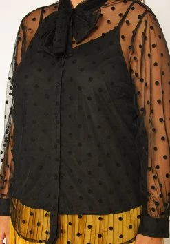 Pleione Plus Size Polkadot Mesh Blouse With Cami -Asoph Sales Shop 2011309 001 4