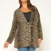 Pleione Plus Size Leopard Tie Front Top