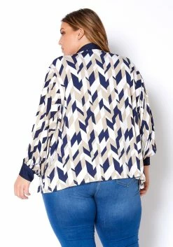 Pleione Plus Size Geo Print Open Front Cardigan -Asoph Sales Shop 2011323 118 2