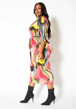 Asoph Plus Size Vibrant Marbled Womens Bodycon Midi Dress -Asoph Sales Shop 2011580 148 1