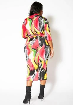 Asoph Plus Size Vibrant Marbled Womens Bodycon Midi Dress -Asoph Sales Shop 2011580 148 2