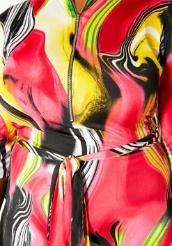 Asoph Plus Size Vibrant Marbled Womens Bodycon Midi Dress -Asoph Sales Shop 2011580 148 3