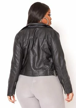 Asoph Plus Size Notch Collar Faux Leather Jacket -Asoph Sales Shop 2011858 001 1