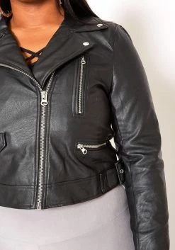 Asoph Plus Size Notch Collar Faux Leather Jacket -Asoph Sales Shop 2011858 001 3