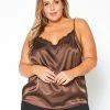 Pleione Plus Size Lace Trim Cami Top