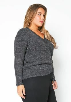 Pleione Plus Size Ruched V-Neck Sweater -Asoph Sales Shop 2012141 108 1