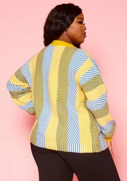 Pleione Plus Size Multi Stripe Cozy Crewneck Sweater -Asoph Sales Shop 2012142 105 11