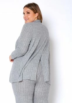 Pleione Plus Size Cozy Ribbed Longline Cardigan -Asoph Sales Shop 2012146 107 2