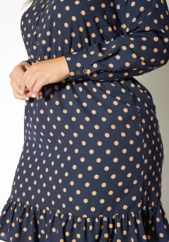 Pleione Plus Size Polka Dot Tie Neck Dress -Asoph Sales Shop 2012429 117 3