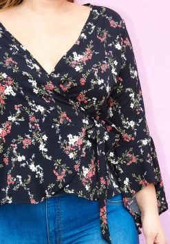 Asoph Plus Size Spring Floral Bell Long Sleeve Blouse -Asoph Sales Shop 2013548 001 3