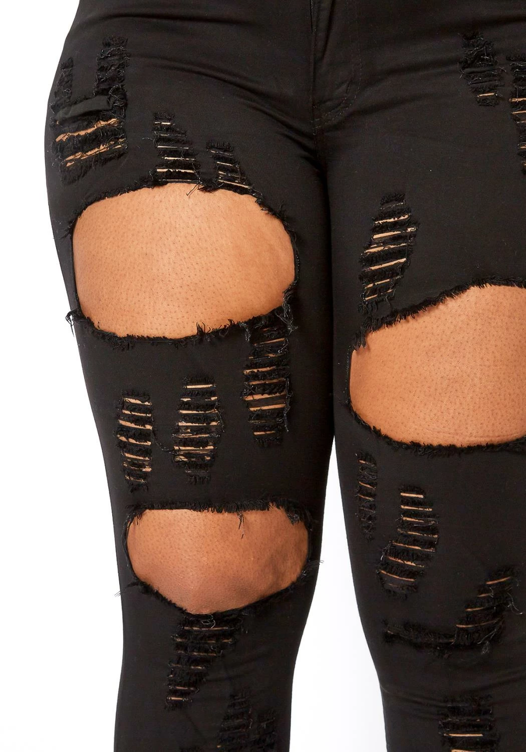 Vibrant Plus Size Stripe Distressed Black Denim Skinny Jean 6 Vibrant Plus Size Stripe Distressed Black Denim Skinny Jean - Image 6