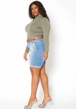 Vibrant Light Wash Distressed Bermuda Plus Size Shorts -Asoph Sales Shop 2013650 938 1