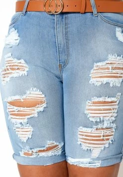 Vibrant Light Wash Distressed Bermuda Plus Size Shorts -Asoph Sales Shop 2013650 938 3