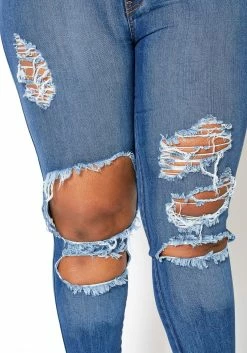 Vibrant Plus Size Knee Destroyed Mid Waist Jean 9 Vibrant Plus Size Knee Destroyed Mid Waist Jean -Asoph Sales Shop 2013658 938 3