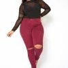 Vibrant Plus Size Classic Knee Rip Skinny Jeans