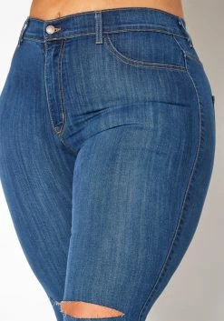 Vibrant Plus Size Medium Washed Knee Rip Denim Jean 9 Vibrant Plus Size Medium Washed Knee Rip Denim Jean -Asoph Sales Shop 2013660 938 4