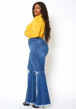 Vibrant Plus Size Knee Distressed Retro Bell Bottom Jean 7 Vibrant Plus Size Knee Distressed Retro Bell Bottom Jean -Asoph Sales Shop 2013666 938 1