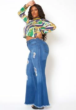 Vibrant Plus Size Bell Bottom Distressed Denim Jeans -Asoph Sales Shop 2013667 938 1