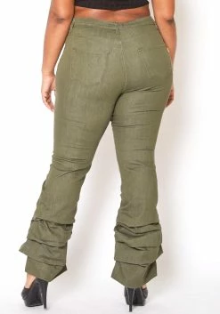 Vibrant Plus Size Womens Olive Ankle Scrunched Jean -Asoph Sales Shop 2013670 125 3