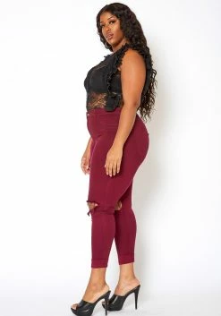 Vibrant Mid Rise Knee Distressed Plus Size Skinny Jean 7 Vibrant Mid Rise Knee Distressed Plus Size Skinny Jean -Asoph Sales Shop 2013673 111 1