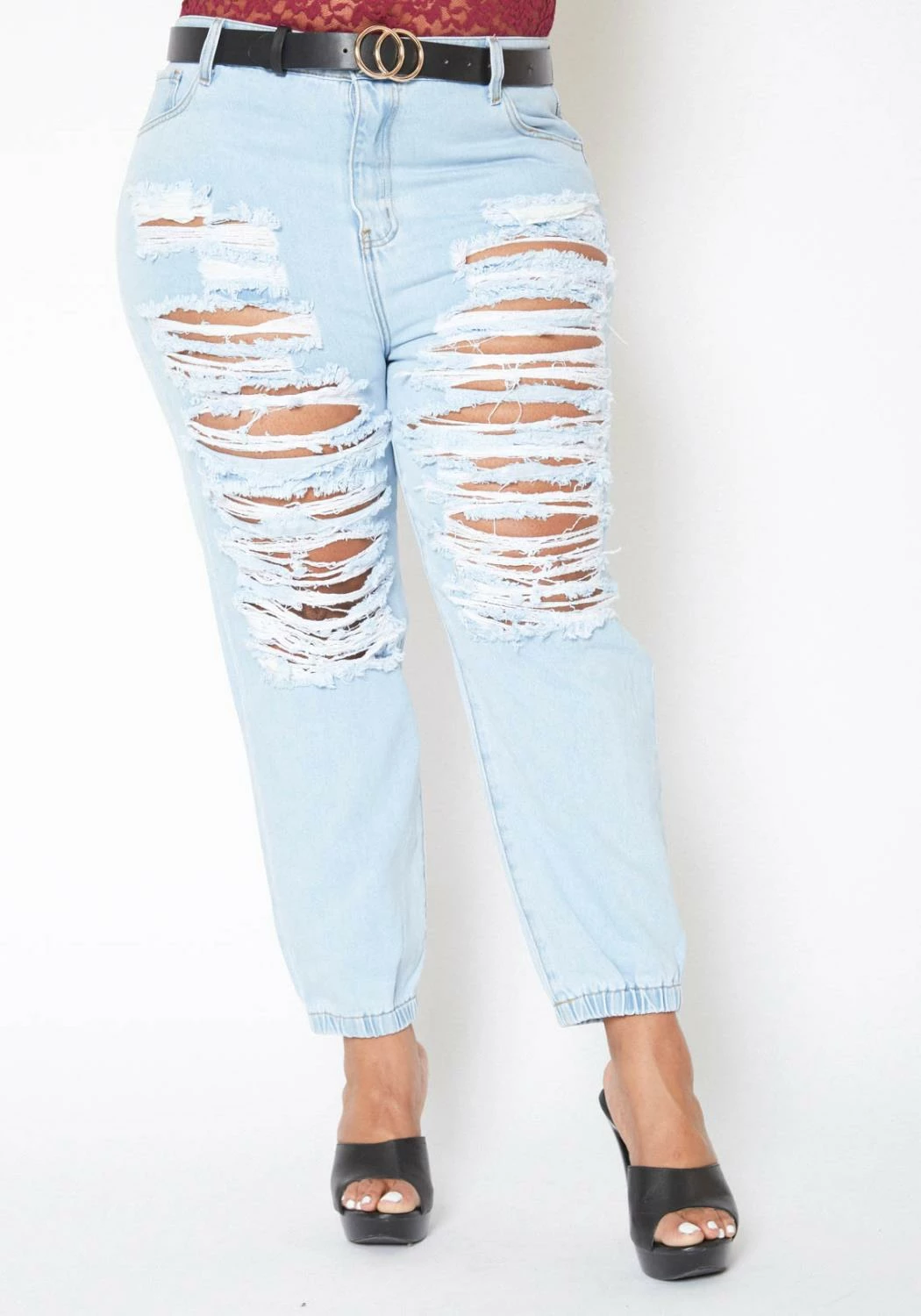 Vibrant Plus Size Light Wash Destroyed Boyfriend Jeans 1 Vibrant Plus Size Light Wash Destroyed Boyfriend Jeans