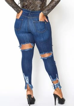 Vibrant Plus Size Front & Back Distress Hem Jean -Asoph Sales Shop 2013679 938 2