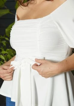 Asoph Plus Size Off Shoulder Chiffon Smocked Peplum Blouse -Asoph Sales Shop 2013727 135 3