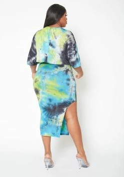 Asoph Plus Size Ocean Tie Dye Crop Top & Tank Midi Dress Set -Asoph Sales Shop 2013731 003 2