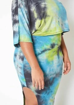 Asoph Plus Size Ocean Tie Dye Crop Top & Tank Midi Dress Set -Asoph Sales Shop 2013731 003 3