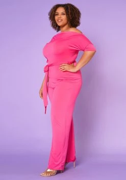 Asoph Plus Size Cold Shoulder Straight Leg Jumpsuit -Asoph Sales Shop 2013795 006 3