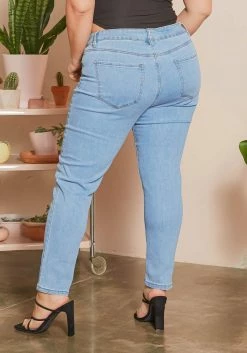 Asoph Plus Size Blue Light Denim Mid Rise Jeans -Asoph Sales Shop 2014102 290 2