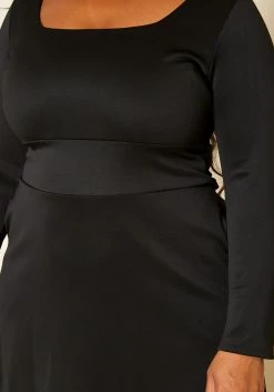 Plus Size Classic Square Neck Long Sleeve Maxi Dress -Asoph Sales Shop 2014193 001 5