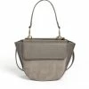 Executive Gray Suede Leather Contrast Crossbody Purse