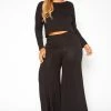 Asoph Plus Size Casual Cropped Sweater & Flare Legging Set
