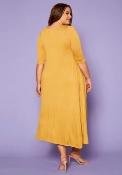 Asoph Plus Size Asymmetric Cut Fit & Flare Midi Dress -Asoph Sales Shop 2014393 003 4