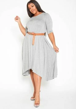 Asoph Plus Size Asymmetric Cut Fit & Flare Midi Dress -Asoph Sales Shop 2014393 261 2