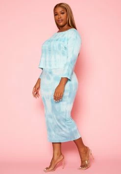 Plus Size Tie Dye Sweatshirt & Midi Dress Set -Asoph Sales Shop 2014488 002 3