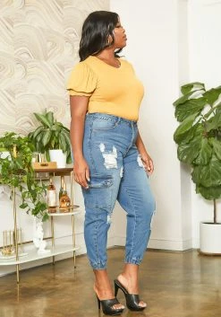Asoph Plus Size Distressed Denim Cargo Mom Jeans -Asoph Sales Shop 2014689 003 2