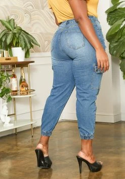 Asoph Plus Size Distressed Denim Cargo Mom Jeans -Asoph Sales Shop 2014689 003 3