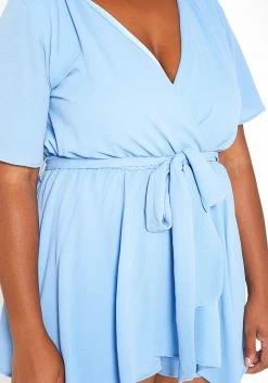 Asoph Plus Size Asymmetric Overlay Periwinkle Romper -Asoph Sales Shop 2014764 003 4