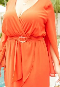 Asoph Plus Size Flowy Red Long Sleeve Mini Dress -Asoph Sales Shop 2014941 121 1