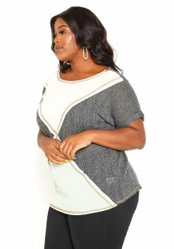 Asoph Plus Size Color Block Light Summer Knit Top -Asoph Sales Shop 2014979 108 1